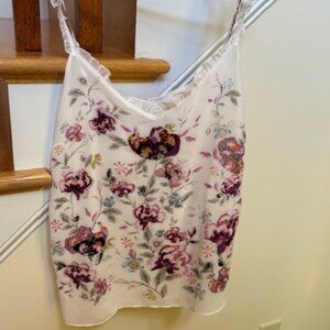 White House Black Market Floral Embroidered Chiffon Lined Tank Top size XL